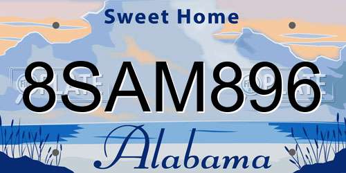 8SAM896 Alabama License Plate