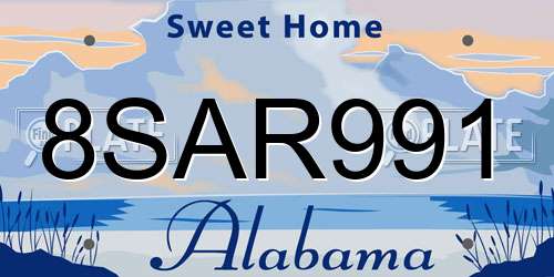 8SAR991 Alabama License Plate