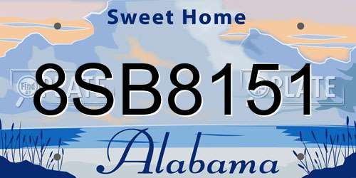 8SB8151 Alabama License Plate