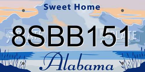 8SBB151 Alabama License Plate