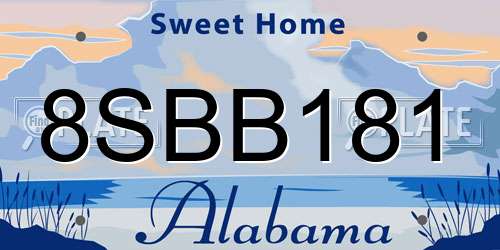 8SBB181 Alabama License Plate