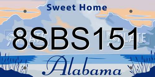 8SBS151 Alabama License Plate