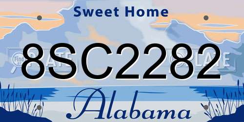 8SC2282 Alabama License Plate