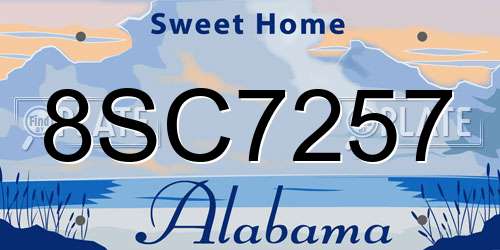 8SC7257 Alabama License Plate