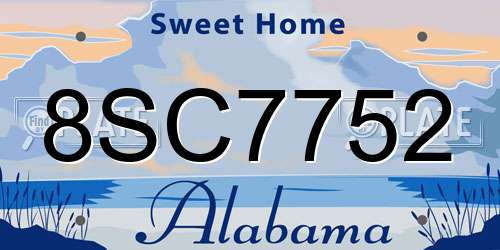 8SC7752 Alabama License Plate