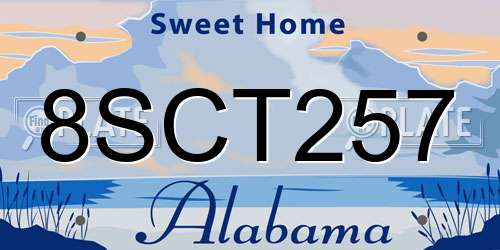 8SCT257 Alabama License Plate