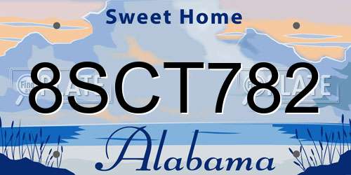 8SCT782 Alabama License Plate