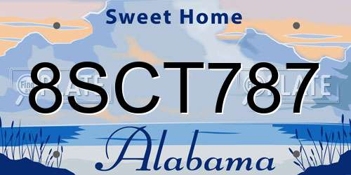 8SCT787 Alabama License Plate