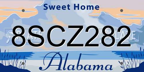 8SCZ282 Alabama License Plate