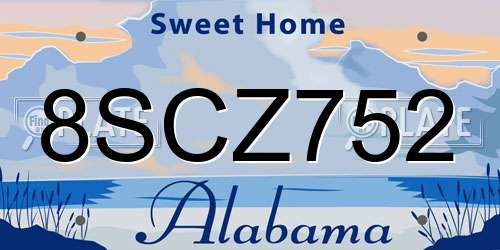 8SCZ752 Alabama License Plate