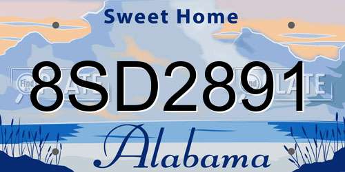 8SD2891 Alabama License Plate