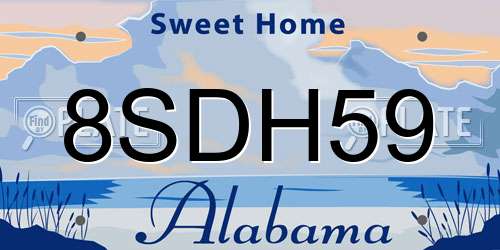 8SDH59 Alabama License Plate