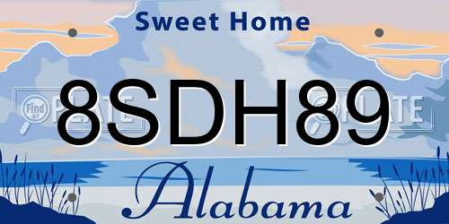 8SDH89 Alabama License Plate