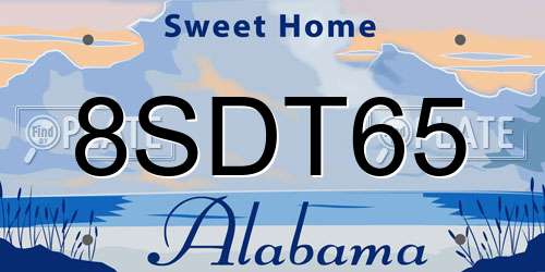 8SDT65 Alabama License Plate