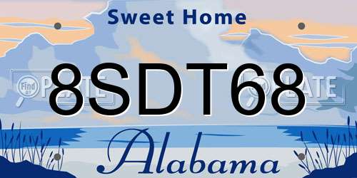 8SDT68 Alabama License Plate