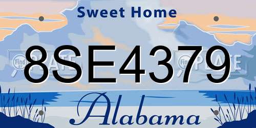 8SE4379 Alabama License Plate
