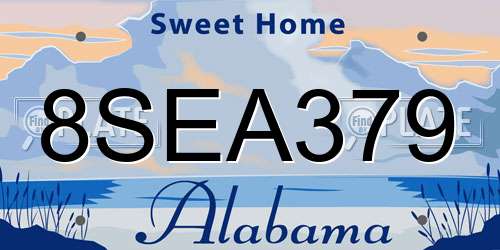 8SEA379 Alabama License Plate