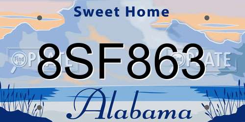 8SF863 Alabama License Plate