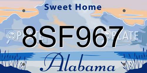8SF967 Alabama License Plate