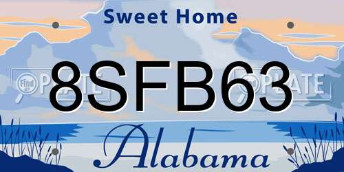 8SFB63 Alabama License Plate