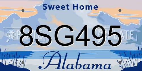 8SG495 Alabama License Plate
