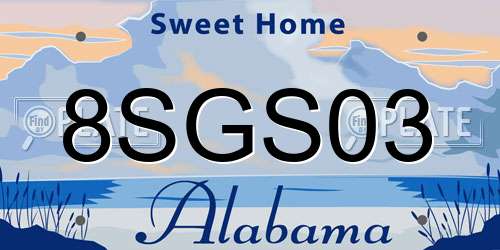 8SGS03 Alabama License Plate