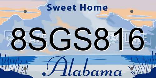 8SGS816 Alabama License Plate