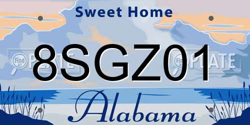 8SGZ01 Alabama License Plate