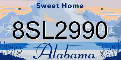8SL2990 Alabama License Plate