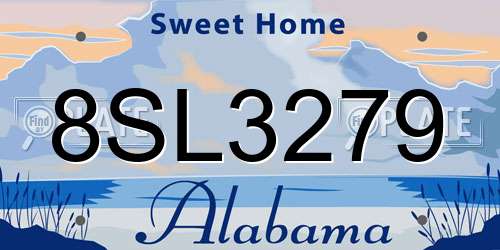 8SL3279 Alabama License Plate