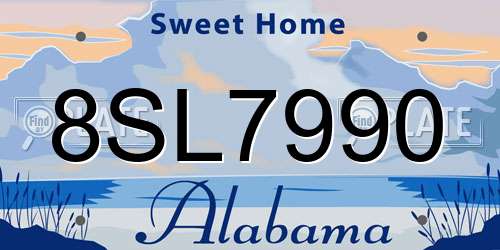 8SL7990 Alabama License Plate