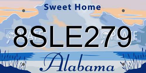 8SLE279 Alabama License Plate
