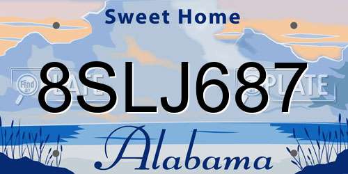 8SLJ687 Alabama License Plate