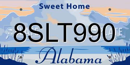 8SLT990 Alabama License Plate