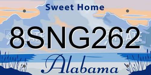 8SNG262 Alabama License Plate