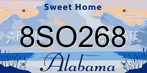 8SO268 Alabama License Plate