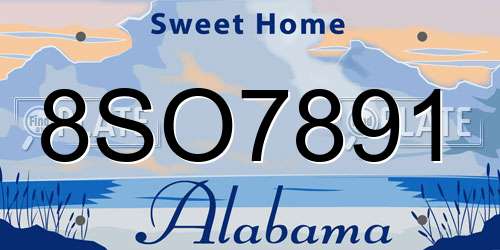 8SO7891 Alabama License Plate