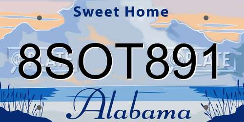 8SOT891 Alabama License Plate