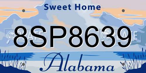8SP8639 Alabama License Plate