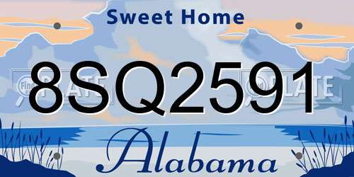 8SQ2591 Alabama License Plate