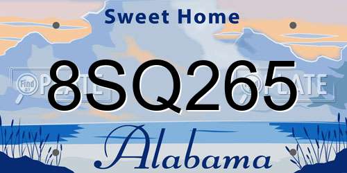 8SQ265 Alabama License Plate
