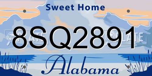 8SQ2891 Alabama License Plate