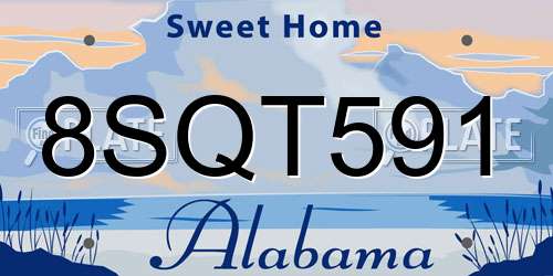 8SQT591 Alabama License Plate