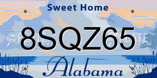 8SQZ65 Alabama License Plate