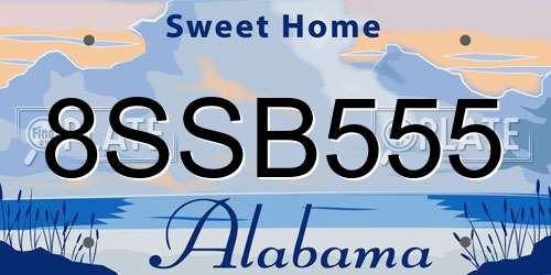 8SSB555 Alabama License Plate