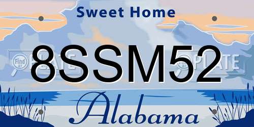 8SSM52 Alabama License Plate