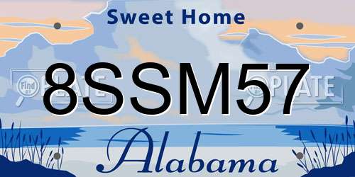 8SSM57 Alabama License Plate