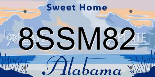 8SSM82 Alabama License Plate