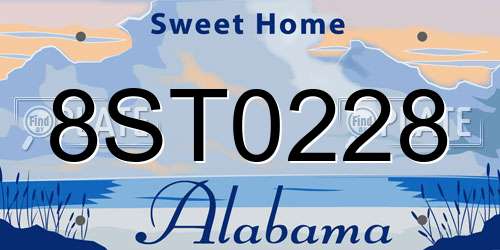 8ST0228 Alabama License Plate