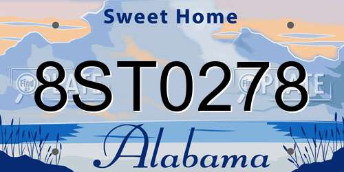 8ST0278 Alabama License Plate
